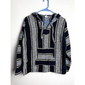 Chavitos Baja Striped Beach Hooded Jacket Boys Medium Blue Yellow